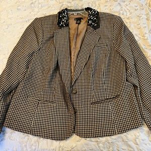 Cream/Brown Houndstooth Lane Bryant Blazer 20